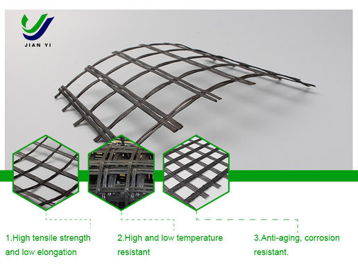 Υψηλή θερμική σταθερότητα Γυάλινη ίνα Geogrid 12 ~ 50mm × mm Χωρίς μακροχρόνια creep