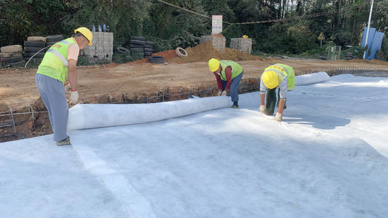 Πολυεστέρας μη υφασμένου γεωτεξτύλου υψηλής επιμήκυνσης με βάρος 100-800g/m2 και εξαιρετική αντοχή σε οξέα και αλκαλίες για τη βαριά κατασκευή