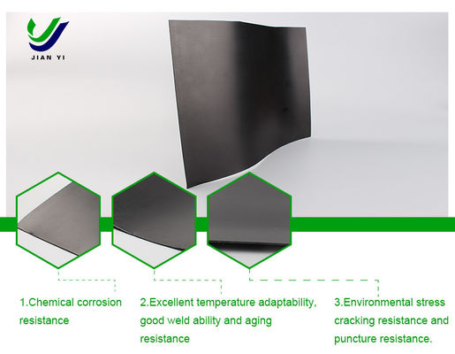 Υπερ-χαμηλής διαπερατότητας HDPE ομαλή γεωμεμβράνη με αντοχή σε χημική διάβρωση και επιμήκυνση 700% για δεξαμενές αποβλήτων ορυχείων