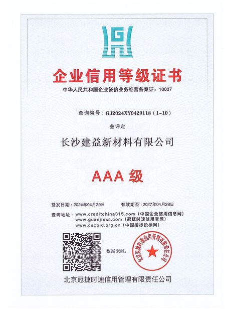 Κίνα Changsha Jian-Yi New Material Co., Ltd. Πιστοποιήσεις